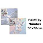 Paint by Number Printed Canvas, size 30 x 30cm